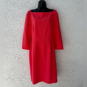 Alex Marie Coral Sheath square neck 3/4 sleeves dress size 14